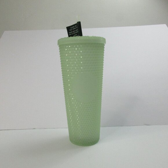 Starbucks Glow In The Dark Cold Cup‎ Light Green Studded Tumbler Grande 24 Oz - Picture 9 of 10